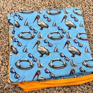Blue and Orange Nautical Themed Bamboo Blanket